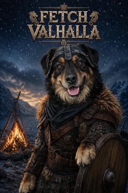 Teddy as a viking, the finished portrait